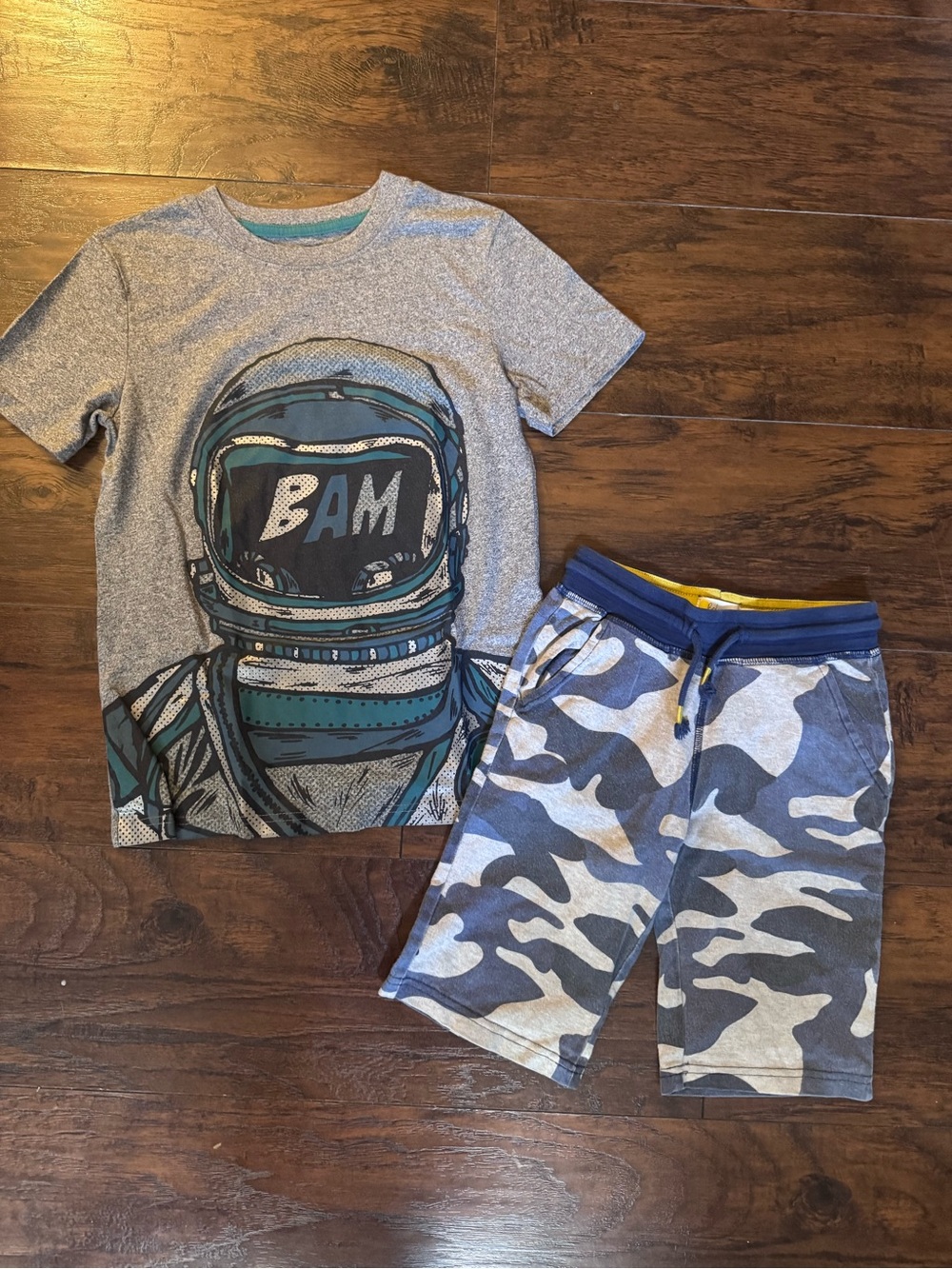 Astronaut Tee and Blue Camo Boden Shorts Kids Matching Set